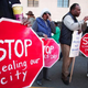 Protesters, mostly union and retired city workers, demonstrate in front of the federal courthouse where Detroit’s bankruptcy eligibility trial began on Oct. 23, 2013, in Detroit.
Bill Pugliano/Getty Images